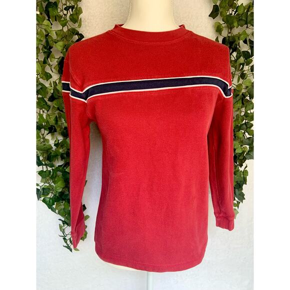 Old Navy Red Navy White Stripe Cotton Sweater Long sleeve Top Kids 12 Women's XS - Picture 2 of 8
